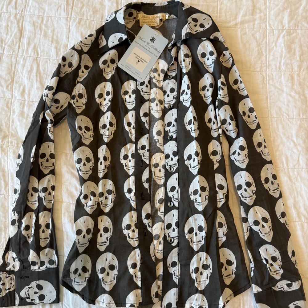 Wheels & Dollbaby Skull Print Button-Down Shirt – AU 6 / US 2 – NWT